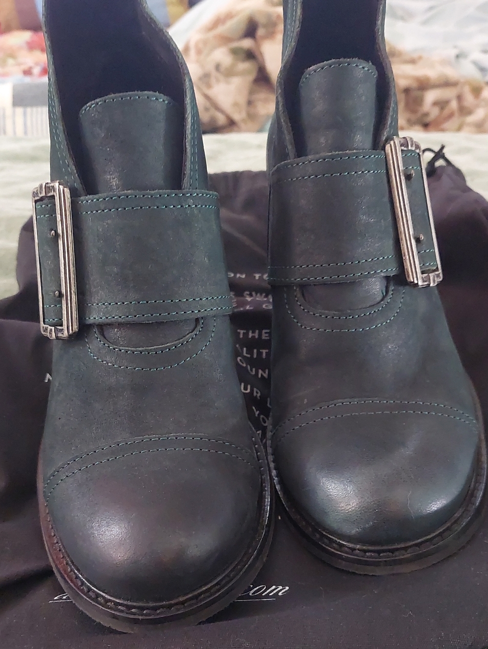 John Fluevog Green Suede Porter Boot